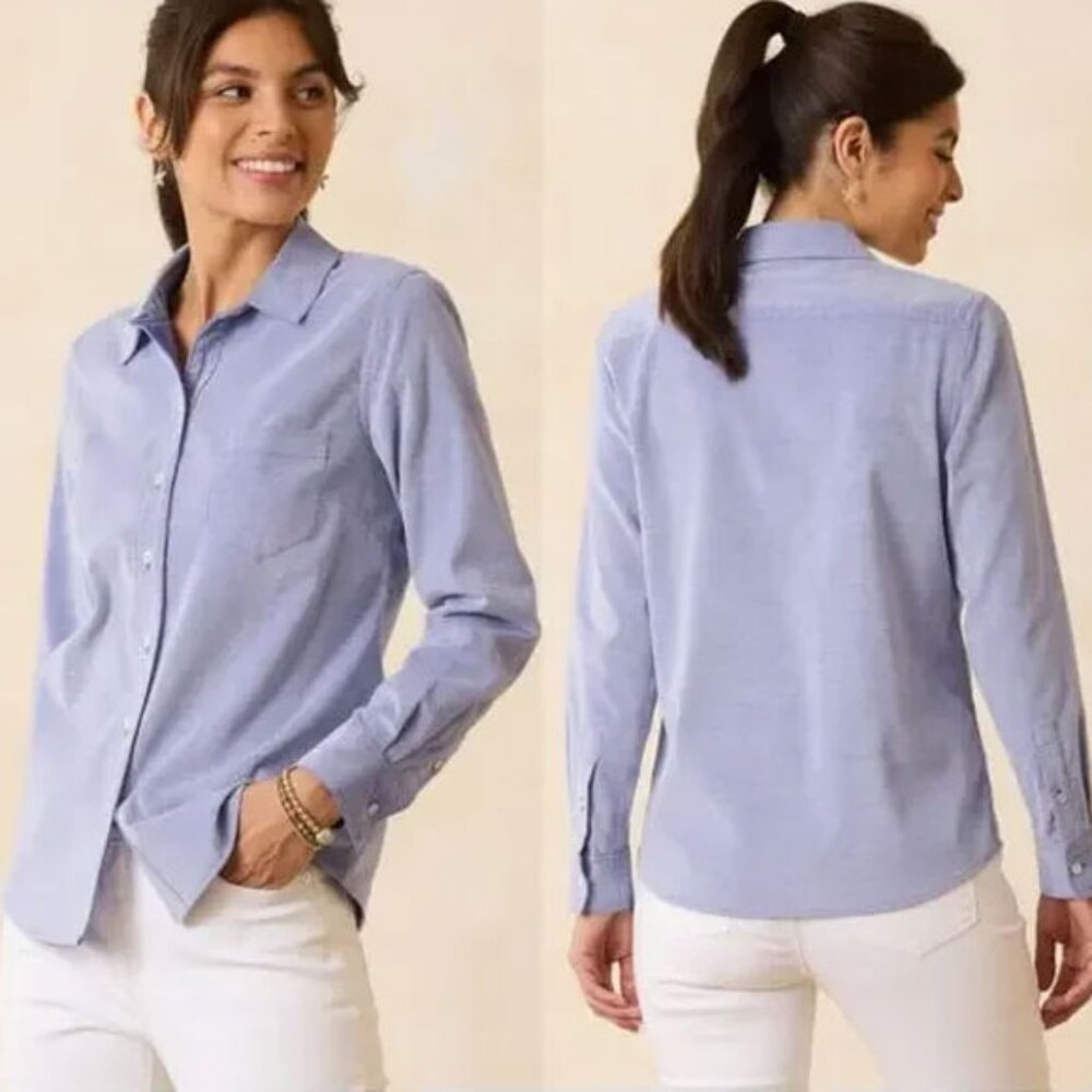 Tommy Bahama Coasta Cord Long Sleeve Button Front Shirt XS Light Blue